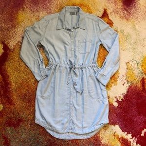 ATHLETA Chambray Long-sleeve Shirt Dress EUC